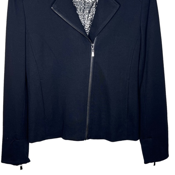 Grace Elements Black Zip Up Jacket Size 10 Zip Cuffs Neutral Fitted Classic Moto - Picture 6 of 14